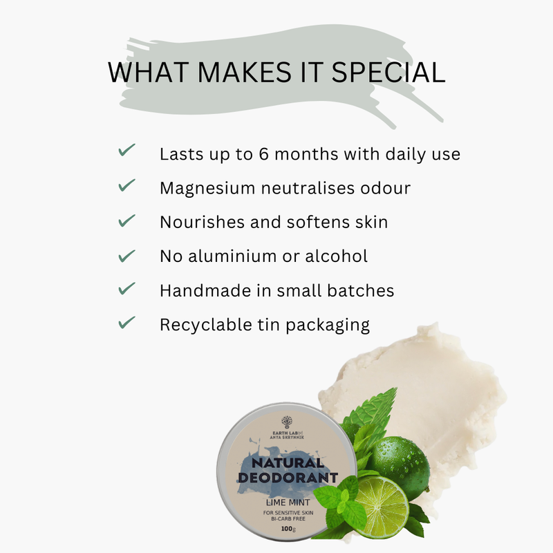 Lime Mint - Natural Deodorant Bicarb Free 100G